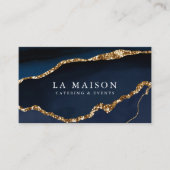 Eleganter Blue Agate + Imitate Gold Glitzer Visitenkarte (Vorderseite)