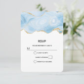 Eleganter Blue and Gold Agate Border RSVP Karte (Stehend Vorderseite)