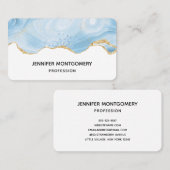 Eleganter Blue and Gold Agate Border Visitenkarte (Vorne/Hinten)