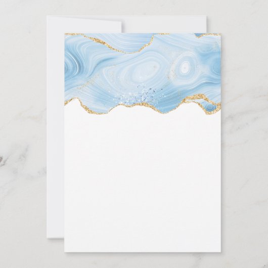 Eleganter Blue and Gold Agate Hintergrund Save The Date (Rückseite)