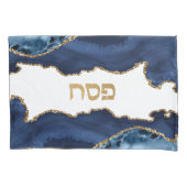 Eleganter Blue and Gold Agate Passover Kissenbezug (Vorderseite)