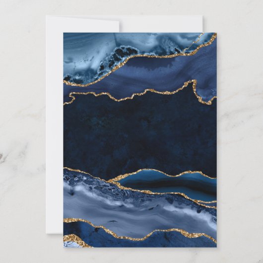Eleganter Blue and Gold Glitzer Agate 21. Geburtst Einladung (Rückseite)