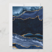 Eleganter Blue and Gold Glitzer Agate Wedding Einladung (Rückseite)