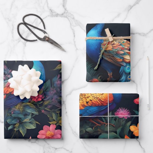 Eleganter Blue and Gold Park/Garten: Geschenkpapier Set (Vorderseite)