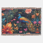 Eleganter Blue and Gold Pfau im Rosa Garten Decke (Vorderseite)