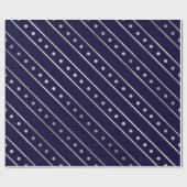 Eleganter Blue and Silver Foil Weihnachtsstreifen Geschenkpapier (Flach)
