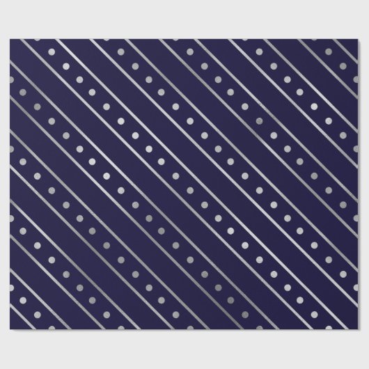 Eleganter Blue and Silver Foil Weihnachtsstreifen Geschenkpapier (Flach)
