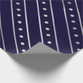 Eleganter Blue and Silver Foil Weihnachtsstreifen Geschenkpapier (Ecke)