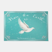 Eleganter Blue and Silver 'Weltfrieden' Urlaub Fußmatte (Vorderseite)