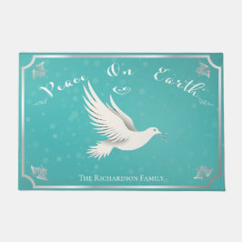 Eleganter Blue and Silver 'Weltfrieden' Urlaub Fußmatte