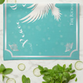 Eleganter Blue and Silver 'Weltfrieden' Urlaub Geschirrtuch (Gefaltet)