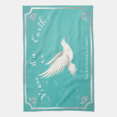 Eleganter Blue and Silver 'Weltfrieden' Urlaub Geschirrtuch (Vertikal)