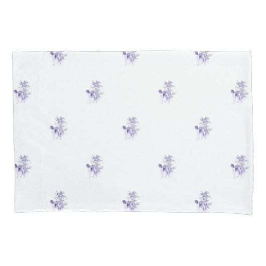 Eleganter Blue Antique Dog Print Kissenbezug (Vorderseite)