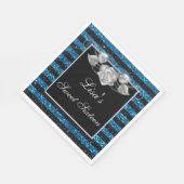 Eleganter Blue Black Glitzer Silver Rose Sweet 16 Serviette (Ecke)