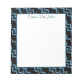 Eleganter Blue Black Glitzer Zickzack Chic Glam Notizblock (Vorderseite)