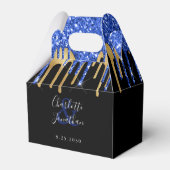 Eleganter Blue Black Gold Glitzer Tropfen Hochzeit Geschenkschachtel (Vorderseite)