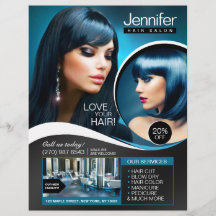 Eleganter Blue-Black-Hair-Salon Flyer