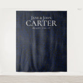 Eleganter Blue Black Leopard Print Wedding Hinterg Wandteppich (Vorderseite)