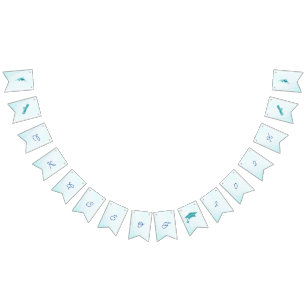 Eleganter Blue Blume Anpassbarer Abschluss Wimpelkette