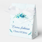 Eleganter Blue Blume Individueller Abschluss Geschenkschachtel (Vorderseite)