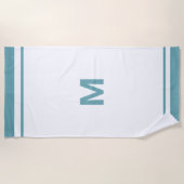 Eleganter Blue Border Script Monogram Letter Strandtuch (Vorderseite)