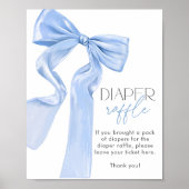Eleganter Blue Bow Baby Duschdiaper Poster (Vorne)