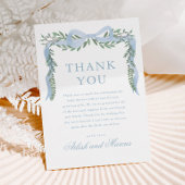 Eleganter Blue Bow mit Greenery Boy Baby Shower Dankeskarte
