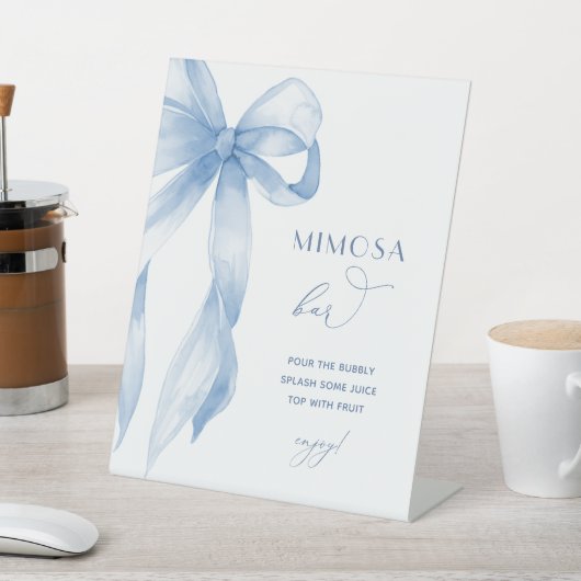 Eleganter Blue Bow Sie bindet den Knoten Mimosa-Ba Sockelschild (In SItu)