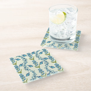 Eleganter Blue Butterfly & Floral Untersetzer