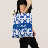 Eleganter Blue Butterly Pattern Name Tasche (Von Nahem)