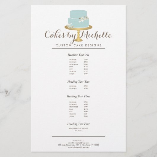 Eleganter Blue Cake mit floraler Cake Decoration Flyer (Vorne)