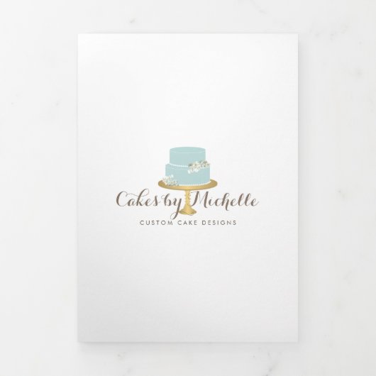 Eleganter Blue Cake mit Florals Bäckerei Broschüre (Cover)