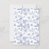Eleganter Blue Chinoiserie Floral Wedding QR Code RSVP Karte (Rückseite)