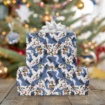 Eleganter Blue Christmas Holiday Geschenkpapier<br><div class="desc">Dieses verzierte elegante William Morris inspirierte Weihnachtsverpackungspapier-Design ist aus handgemalten blüh-Motiven,  die mit Ziern aus heiligen und Kiefern dekoriert sind.</div>