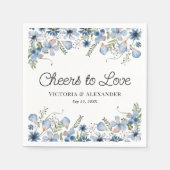Eleganter Blue Coctail begrüßt Liebe Hochzeit Serviette (Vorderseite)