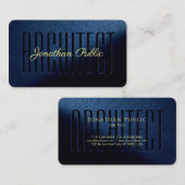 Eleganter Blue Custom Gold Text Script Architect Visitenkarte (Vorne/Hinten)