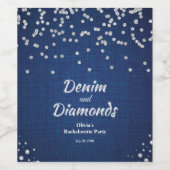 Eleganter Blue Denim and Diamonds Junggeselinnen-A Weinetikett (Einzelnes Label)