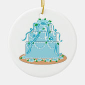 Eleganter Blue Designer Cake Keramik Ornament (Vorne)