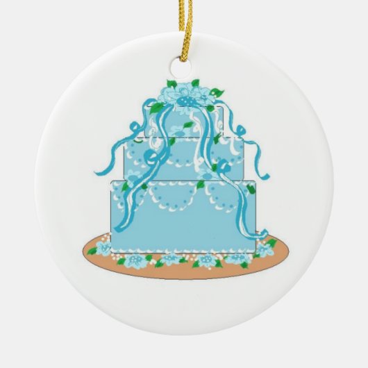 Eleganter Blue Designer Cake Keramik Ornament (Vorne)