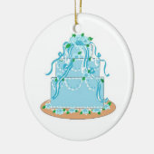 Eleganter Blue Designer Cake Keramik Ornament (Links)