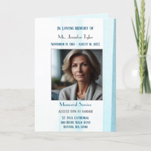 Eleganter Blue Fabric Obituary Bereavement Service Programm