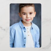 Eleganter Blue First Holy Communion Foto Gold Fram Folieneinladung (Rückseite)