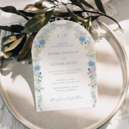 Eleganter Blue Floral Arch Frame Wedding Einladung