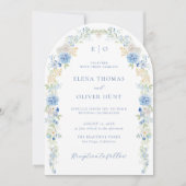 Eleganter Blue Floral Arch Frame Wedding Einladung (Vorderseite)