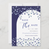 Eleganter Blue Floral Arch Save the Date Hochzeit Einladung (Vorderseite)