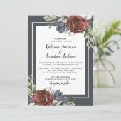 Eleganter Blue Floral Dark Moody Brautparty Flyer Einladung (Stehend Vorderseite)