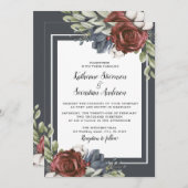 Eleganter Blue Floral Dark Moody Brautparty Flyer Einladung (Vorne/Hinten)