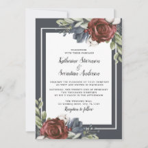 Eleganter Blue Floral Dark Moody Brautparty Flyer