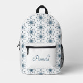 Eleganter Blue Floral Design-Rucksack Bedruckter Rucksack (Vorderseite)