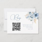 Eleganter Blue Floral Spring Bloom Wedding Qr Code RSVP Karte (Vorderseite)